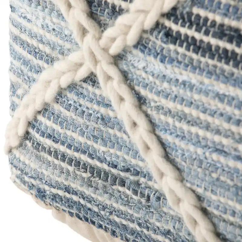 Pouf quadrato in maglia, poggiapiedi ottomano per soggiorno e camera da letto, pezzo d'accento