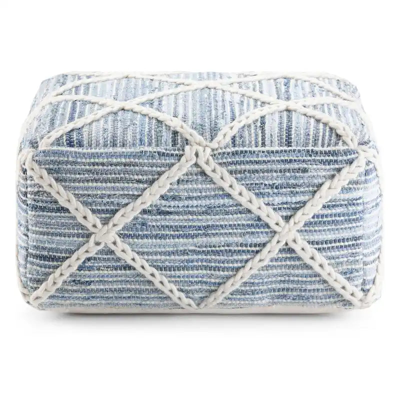 Pouf quadrato in maglia, poggiapiedi ottomano per soggiorno e camera da letto, pezzo d'accento