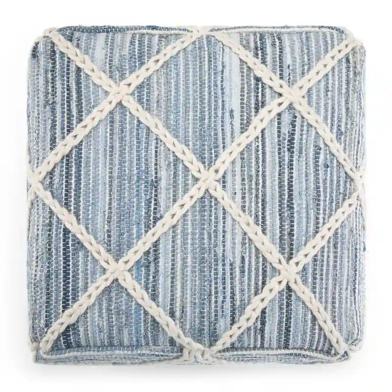Pouf quadrato in maglia, poggiapiedi ottomano per soggiorno e camera da letto, pezzo d'accento