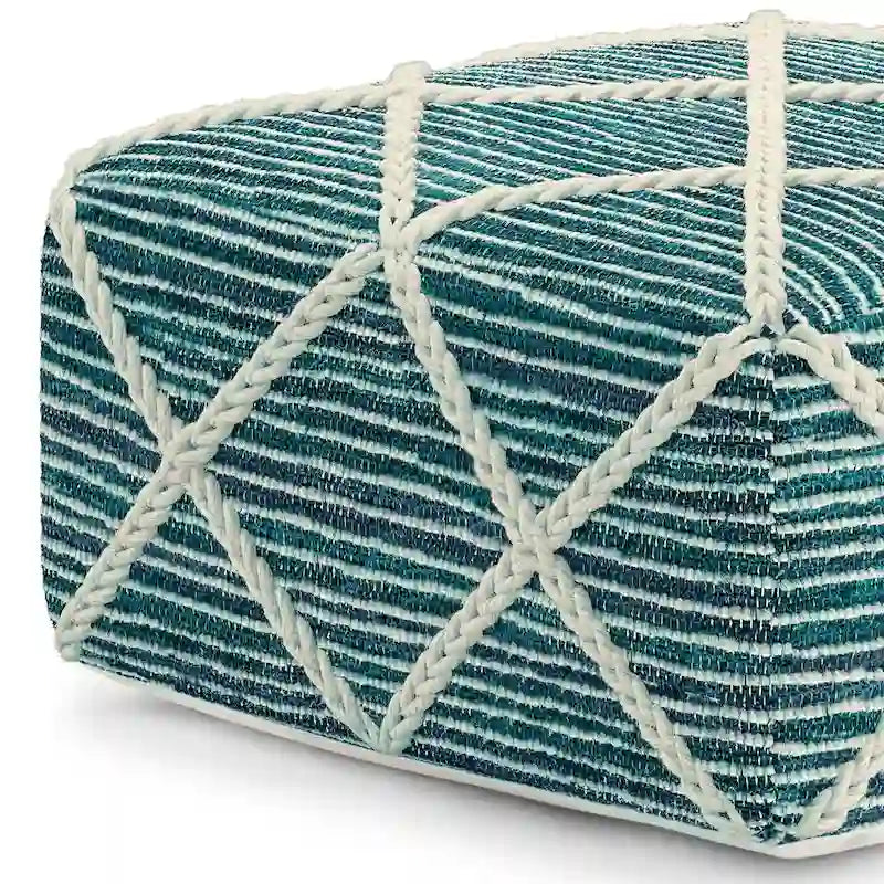 Pouf quadrato in maglia, poggiapiedi ottomano per soggiorno e camera da letto, pezzo d'accento