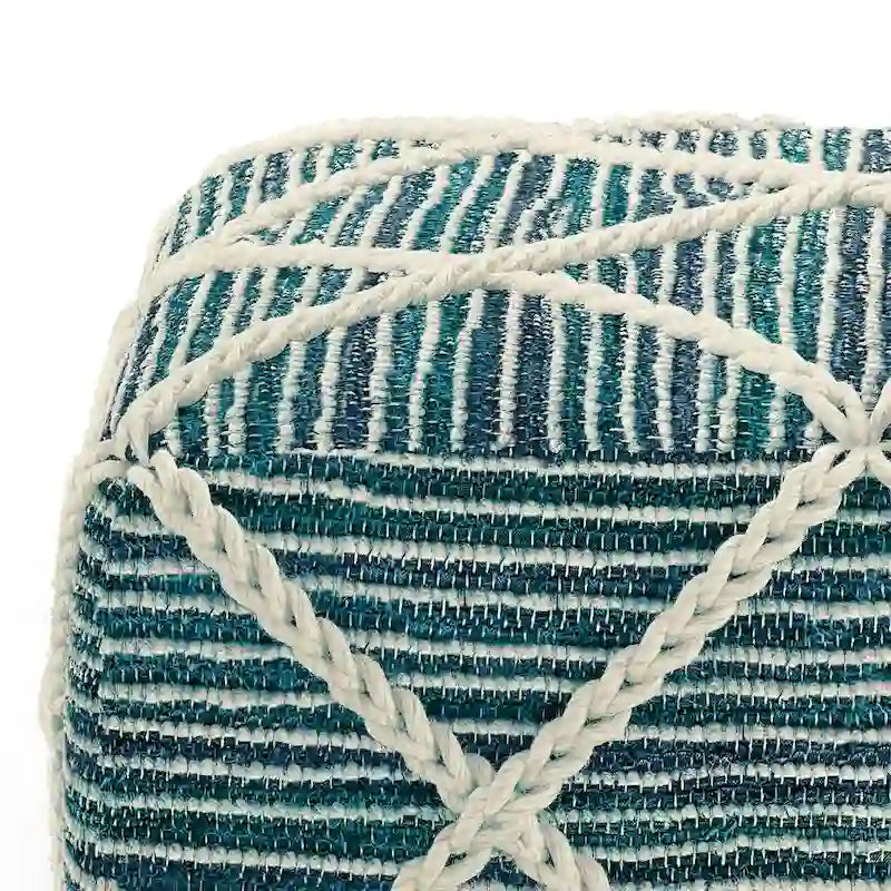 Pouf quadrato in maglia, poggiapiedi ottomano per soggiorno e camera da letto, pezzo d'accento