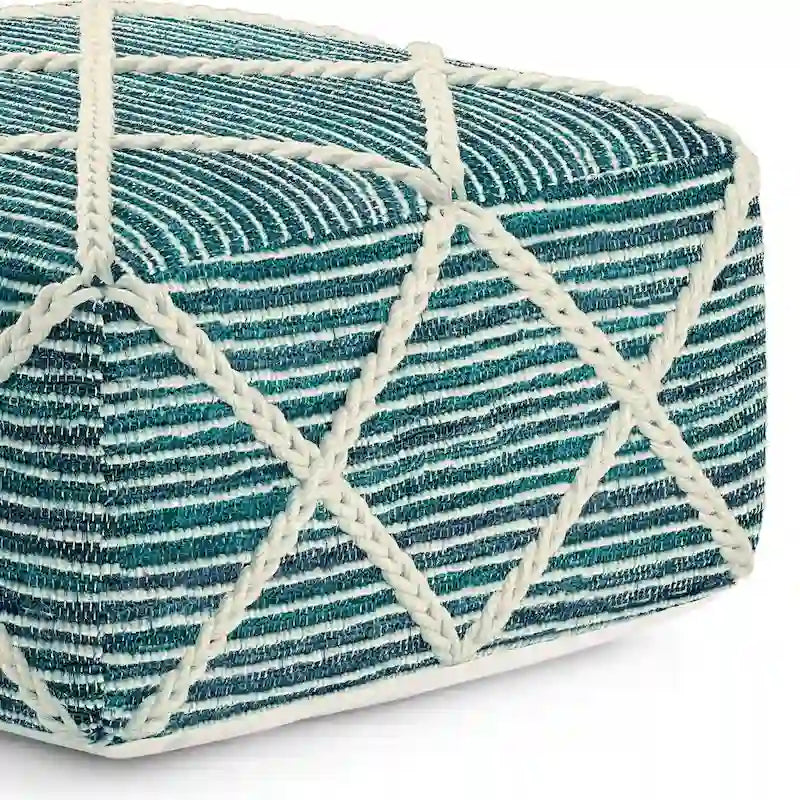 Pouf quadrato in maglia, poggiapiedi ottomano per soggiorno e camera da letto, pezzo d'accento