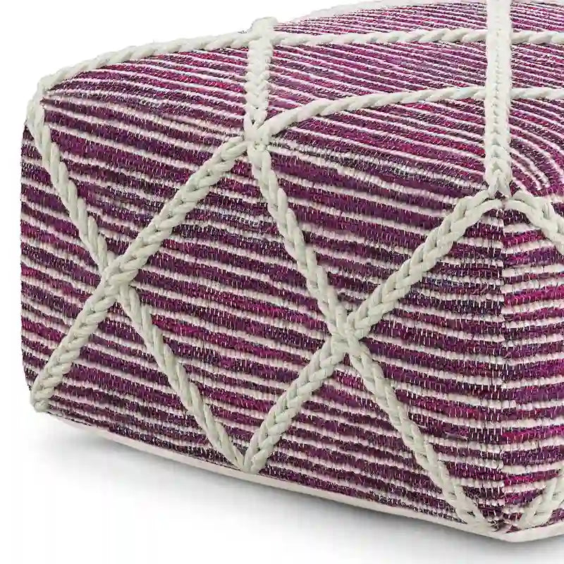 Pouf quadrato in maglia, poggiapiedi ottomano per soggiorno e camera da letto, pezzo d'accento