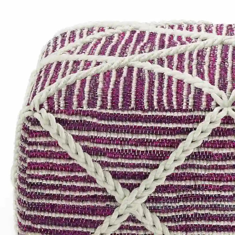 Pouf quadrato in maglia, poggiapiedi ottomano per soggiorno e camera da letto, pezzo d'accento
