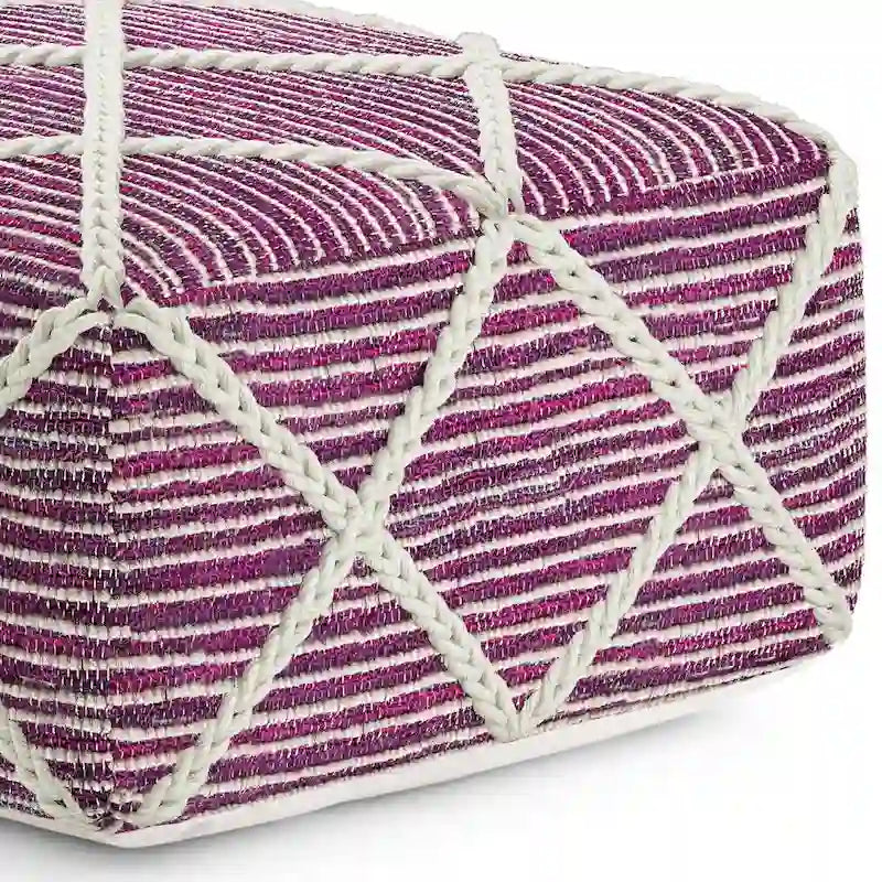 Pouf quadrato in maglia, poggiapiedi ottomano per soggiorno e camera da letto, pezzo d'accento