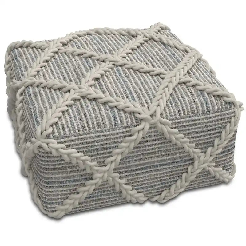 Pouf quadrato in maglia, poggiapiedi ottomano per soggiorno e camera da letto, pezzo d'accento