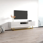 Mobile TV da 75" con ripiani a traliccio aperti, Consolle media moderna per soggiorno