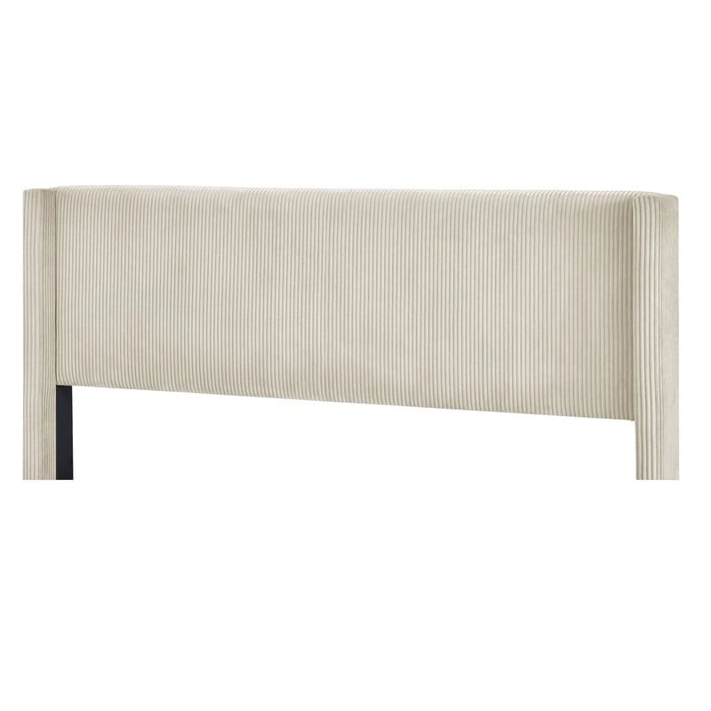 Elegante letto a piattaforma in legno imbottito con testiera imbottita