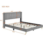 Elegante letto a piattaforma in legno imbottito con testiera imbottita
