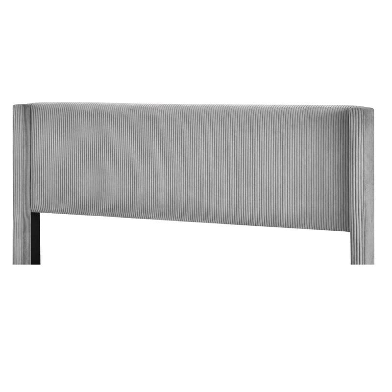 Elegante letto a piattaforma in legno imbottito con testiera imbottita