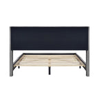 Elegante letto a piattaforma in legno imbottito con testiera imbottita