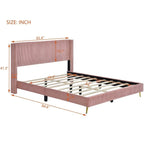 Elegante letto a piattaforma in legno imbottito con testiera imbottita