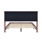 Elegante letto a piattaforma in legno imbottito con testiera imbottita