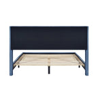 Elegante letto a piattaforma in legno imbottito con testiera imbottita