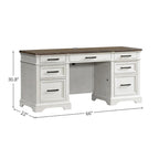 Credenza da ufficio 66" con finitura Quercia Francese Rustica Bianca e contenitore