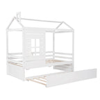 Letto a capanna in legno con letto estraibile singolo (Naturale)
