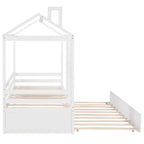Letto a capanna in legno con letto estraibile singolo (Naturale)