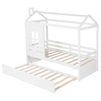 Letto a capanna in legno con letto estraibile singolo (Naturale)