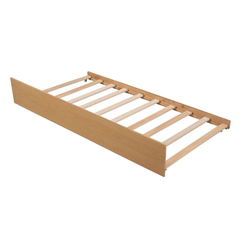 Letto a capanna in legno con letto estraibile singolo (Naturale)