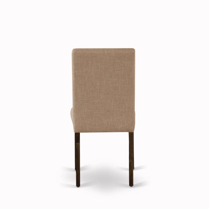 Set tavolo da pranzo rotondo con sedie Parsons color Jacobean invecchiato, pezzi multipli