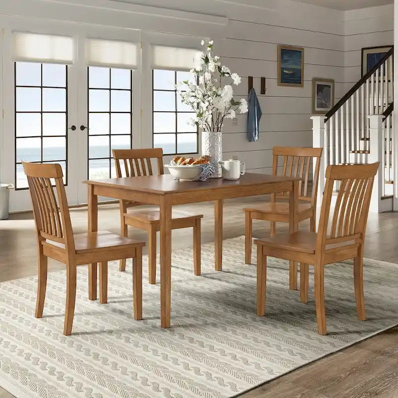 Set da pranzo di 5 pezzi con tavolo rettangolare da 48" con finitura rovere e 4 sedie