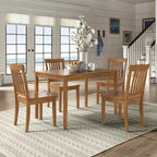 Set da pranzo di 5 pezzi con tavolo rettangolare da 48" con finitura rovere e 4 sedie