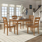 Set da pranzo di 5 pezzi con tavolo rettangolare da 48" con finitura rovere e 4 sedie