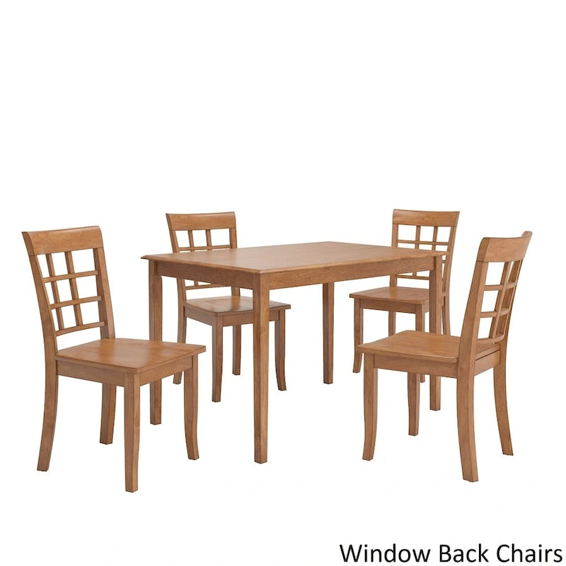 Set da pranzo di 5 pezzi con tavolo rettangolare da 48" con finitura rovere e 4 sedie