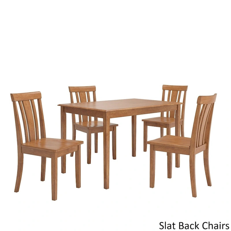 Set da pranzo di 5 pezzi con tavolo rettangolare da 48" con finitura rovere e 4 sedie