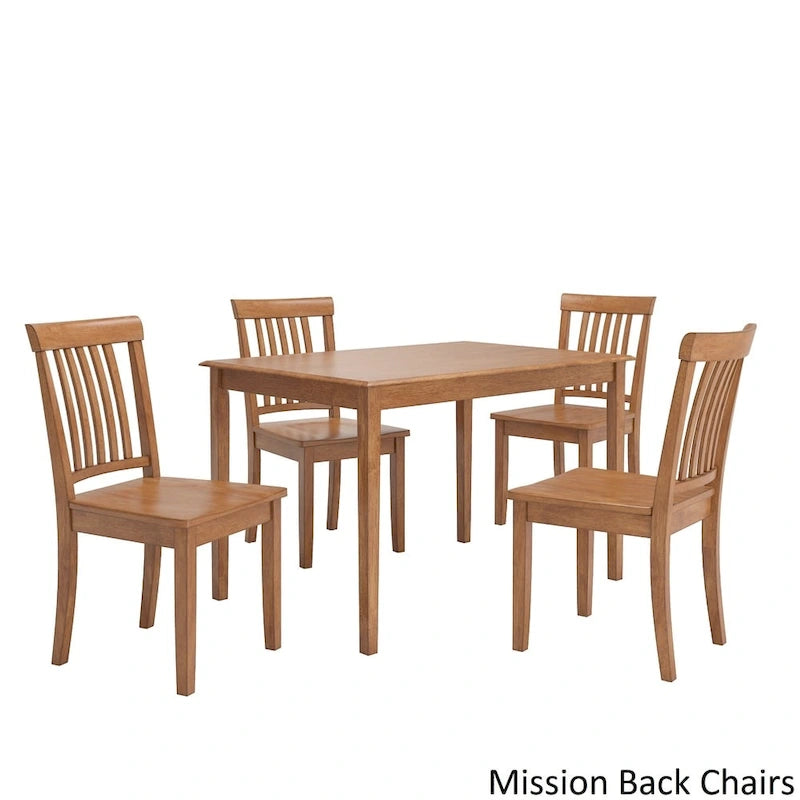Set da pranzo di 5 pezzi con tavolo rettangolare da 48" con finitura rovere e 4 sedie