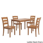 Set da pranzo di 5 pezzi con tavolo rettangolare da 48" con finitura rovere e 4 sedie