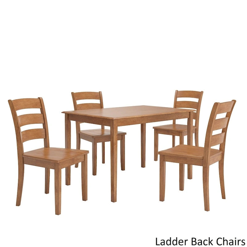Set da pranzo di 5 pezzi con tavolo rettangolare da 48" con finitura rovere e 4 sedie