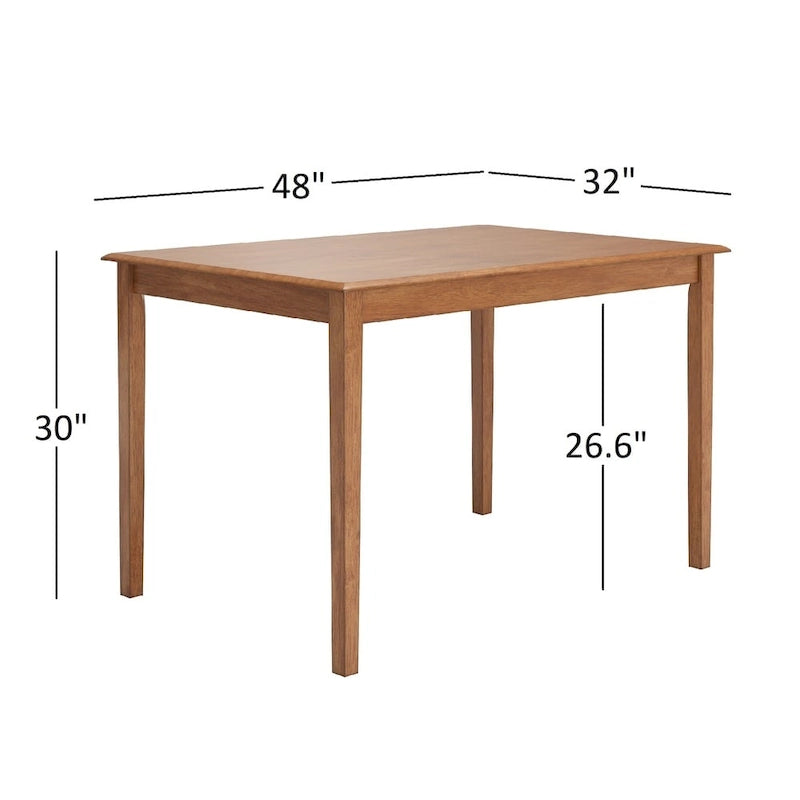 Set da pranzo di 5 pezzi con tavolo rettangolare da 48" con finitura rovere e 4 sedie