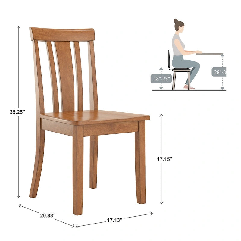Set da pranzo di 5 pezzi con tavolo rettangolare da 48" con finitura rovere e 4 sedie