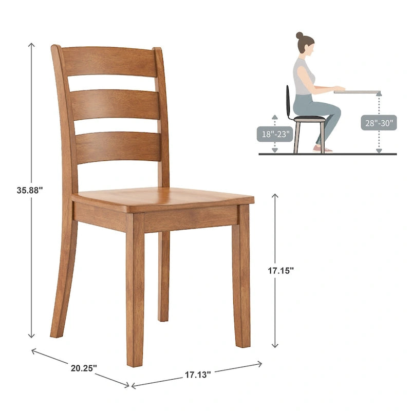 Set da pranzo di 5 pezzi con tavolo rettangolare da 48" con finitura rovere e 4 sedie