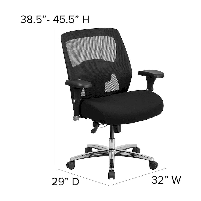 Sedia da ufficio ergonomica in rete per uso intensivo 24/7, per corporature forti e alte, con portata fino a 227 kg