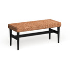 Panca Contenitore Intrecciata Naturale con Struttura Nera Stile Boho per Soggiorno