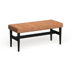 Panca Contenitore Intrecciata Naturale con Struttura Nera Stile Boho per Soggiorno
