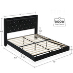 Struttura letto moderna flottante in velluto con luci a LED