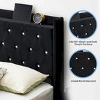 Struttura letto moderna flottante in velluto con luci a LED