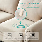 Divanetto a 2 posti imbottito in tessuto di lino con contenitore (beige)
