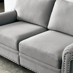 Divanetto a 2 posti imbottito in tessuto di lino con contenitore (beige)