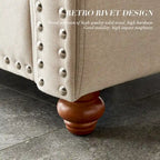 Divanetto a 2 posti imbottito in tessuto di lino con contenitore (beige)