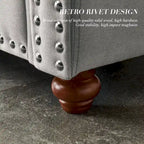 Divanetto a 2 posti imbottito in tessuto di lino con contenitore (beige)