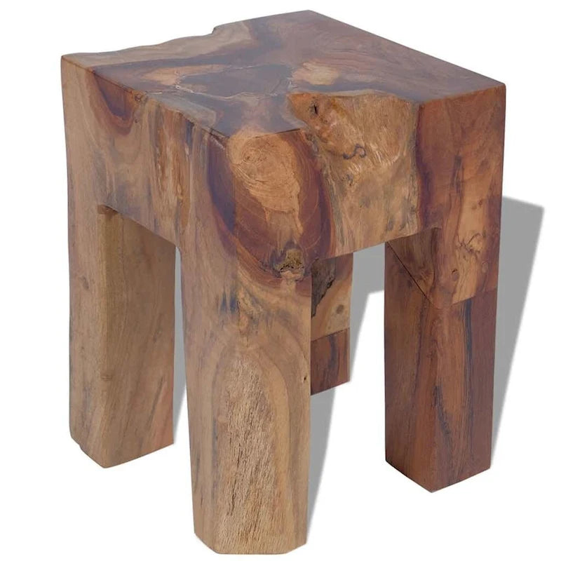 Sgabello in legno massello di teak Tavolino Marrone 30x30x40 cm Naturale