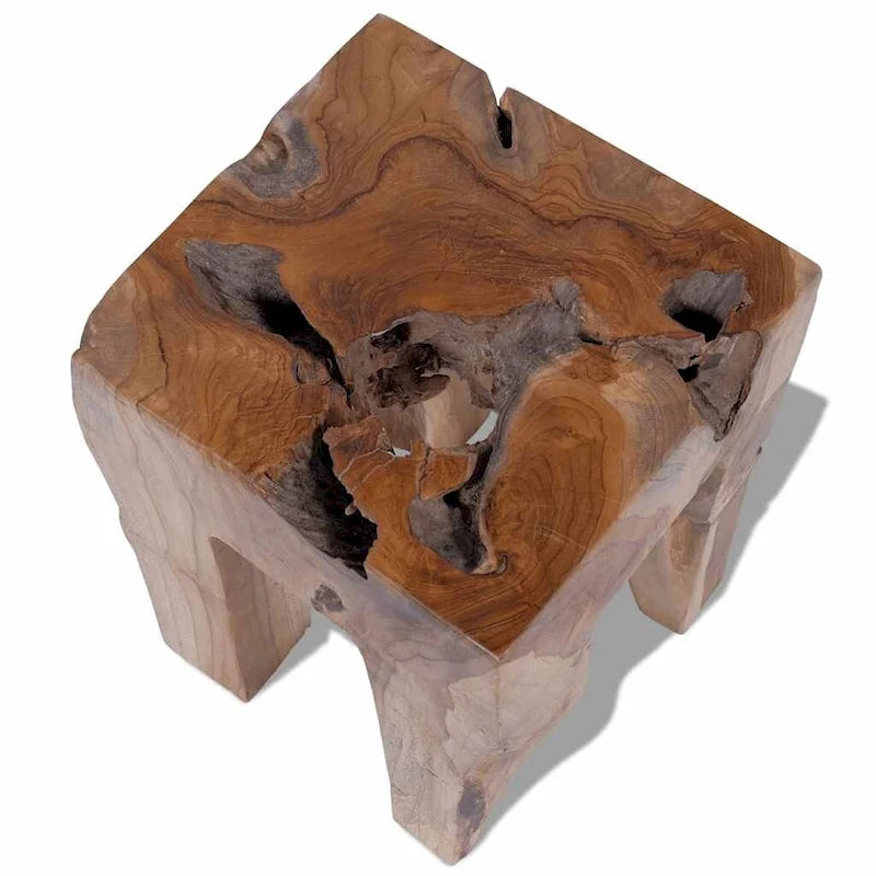 Sgabello in legno massello di teak Tavolino Marrone 30x30x40 cm Naturale