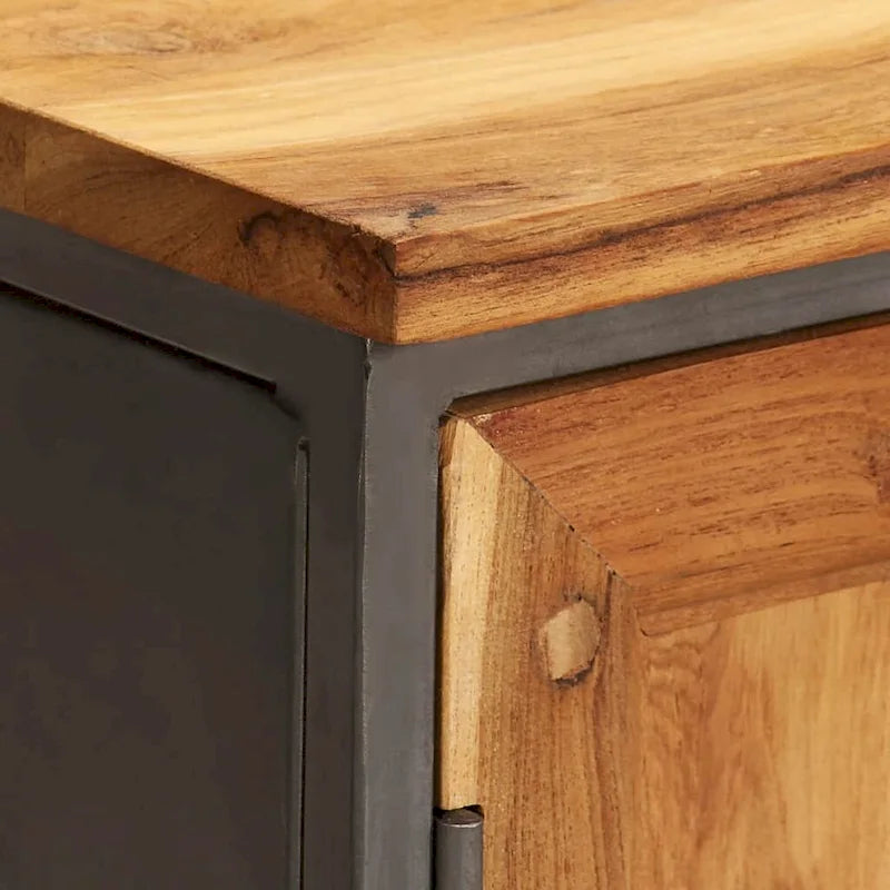 Madia in Teak Riciclato e Acciaio 25,6x11,8x27,6 Stile Industriale