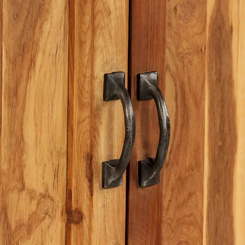 Madia in Teak Riciclato e Acciaio 25,6x11,8x27,6 Stile Industriale