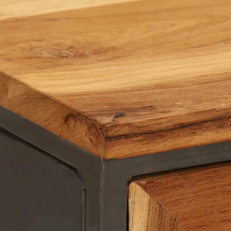 Madia in Teak Riciclato e Acciaio 25,6x11,8x27,6 Stile Industriale