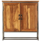 Madia in Teak Riciclato e Acciaio 25,6x11,8x27,6 Stile Industriale